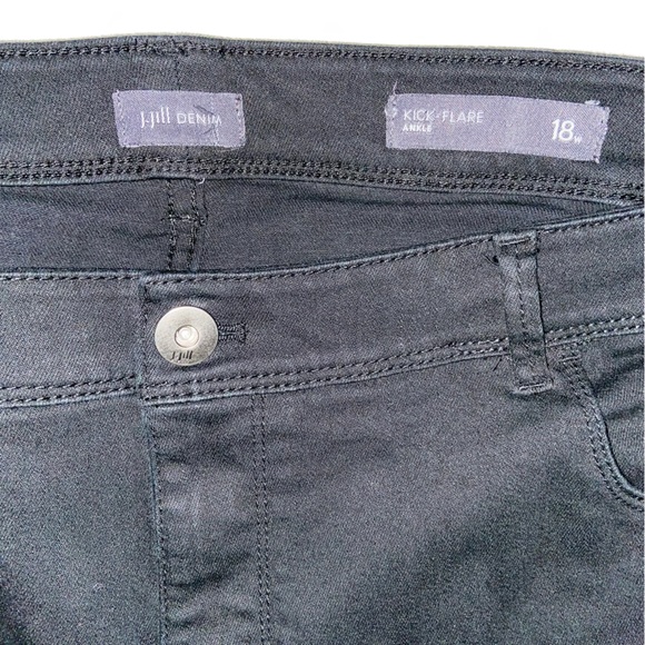 J Jill Black Kick-Flare Ankle Jeans Plus Size 18W Raw Hem Stretch Cotton - Picture 8 of 9